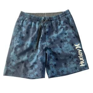Hurley Men’s Swim Volley Shorts Blue Stars Print – 7” Inseam Small Lined #5585